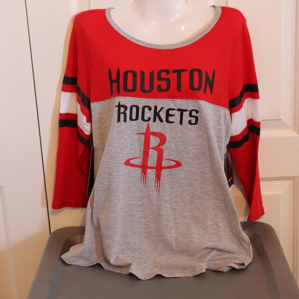 NWT Houston Rockets 3/4 Sleeve Women's Tee Size Large Sports Casual Basketball
